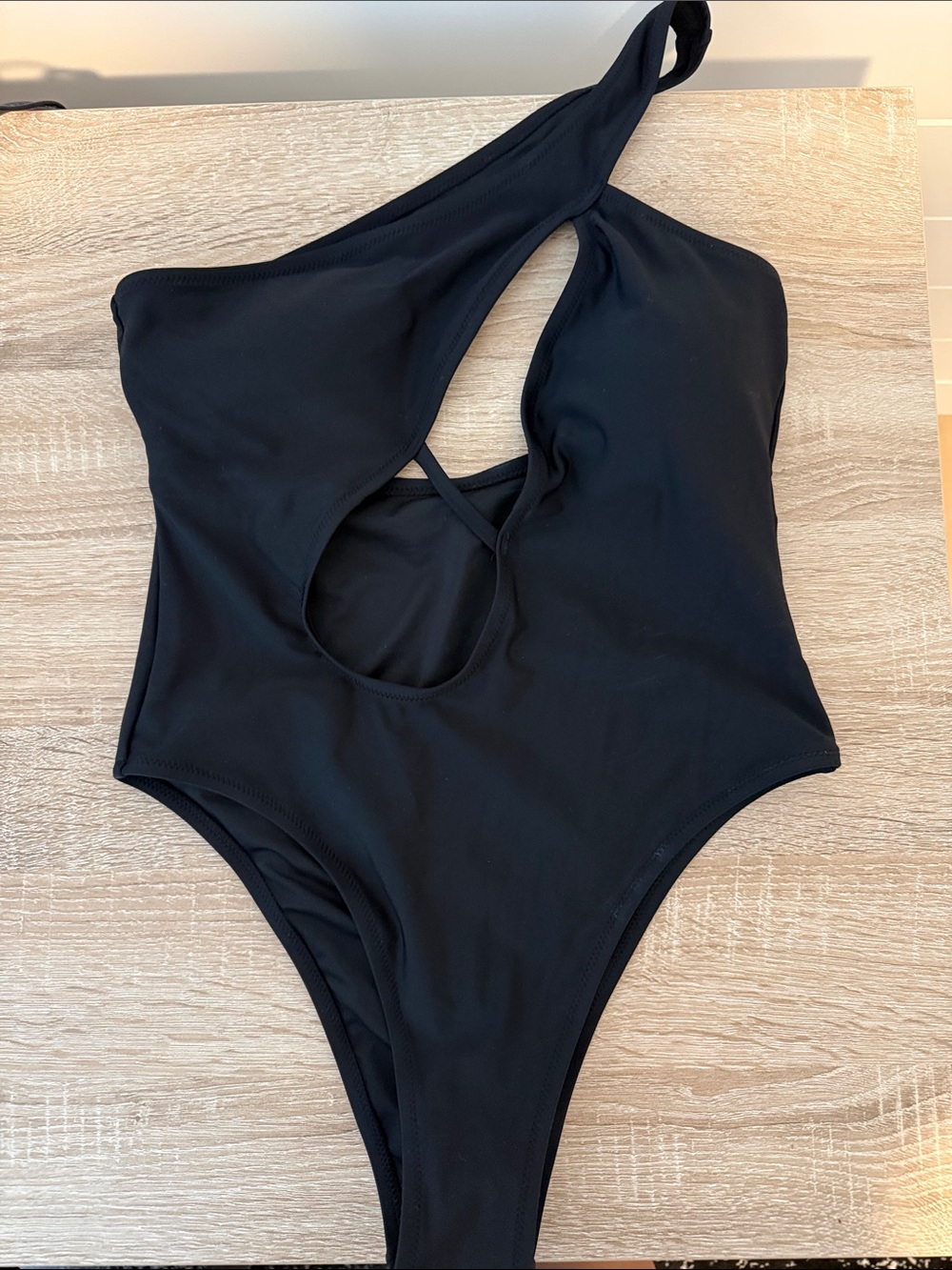 Black One-Shoulder Cutout Swimsuit